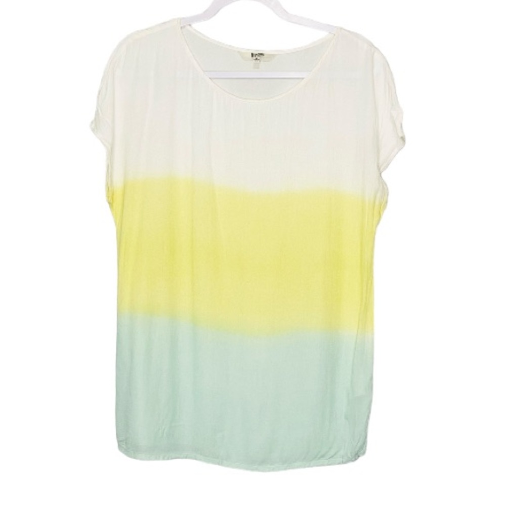 BB Dakota Scoop Neck Tunic Green Yellow White Ombre size small